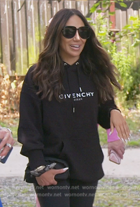 Melissa's black Givenchy logo hoodie and sunglasses on The Real Housewives of New Jersey