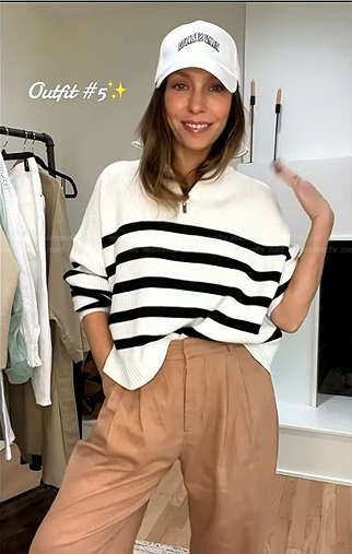 Melissa Garcia's white striped sweater and beige linen pants on Today