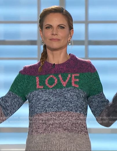 Natalie's Love stripe knit sweater on The Talk