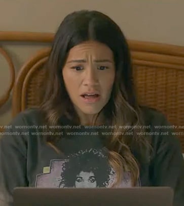 Nell's Whitney Houston t-shirt on Not Dead Yet