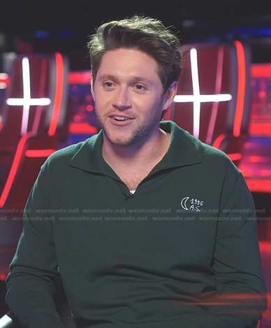 Niall Horan's green collared sweater on The Voice