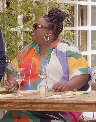 Nicky's multicolored printed dress on Grand Crew