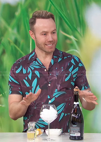 Paul Zahn's purple floral shirt on Access Hollywood