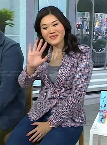 Qian Julie Wang's double breasted tweed blazer on Today