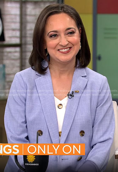 Rebecka Peterson's blue blazer on CBS Mornings