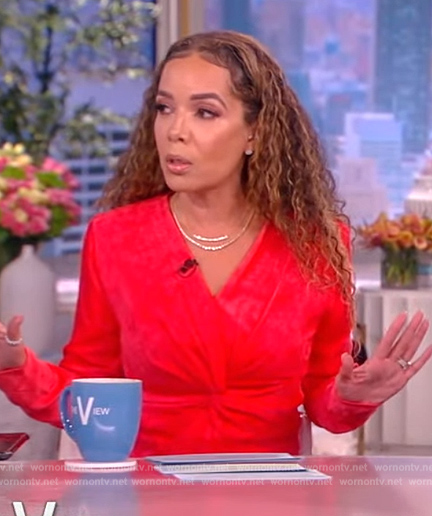 Sunny's red twisted front dress on The View