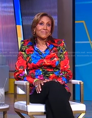 Robin's floral button down blouse on Good Morning America