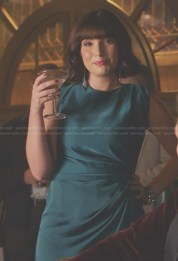 Julie Rosen's green satin draped dress on 9-1-1