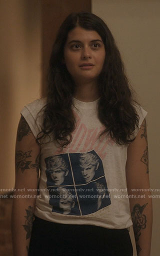 Sam's Bowie tank top on Single Drunk Female
