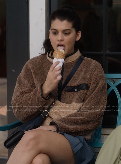 Sam's brown fluffy pullover on Single Drunk Female