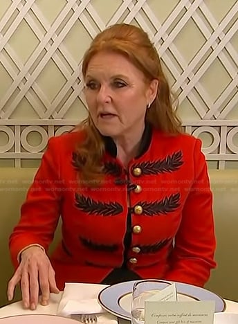 Sarah Ferguson's red military jacket on Access Hollywood