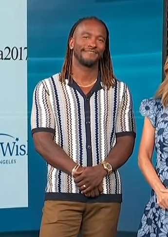 Scott's striped knit shirt on Access Hollywood