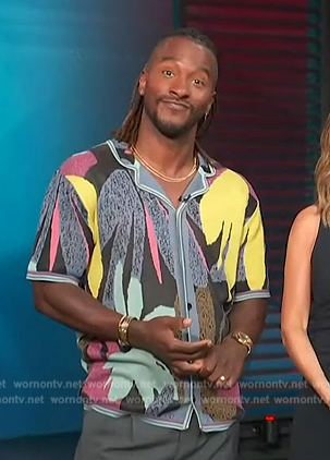 Scott's abstract floral shirt on Access Hollywood