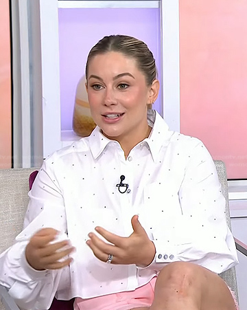 Shawn Johnson's white cropped shirt on Today