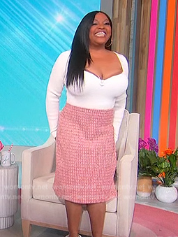 Sherri's red check tweed skirt on Sherri