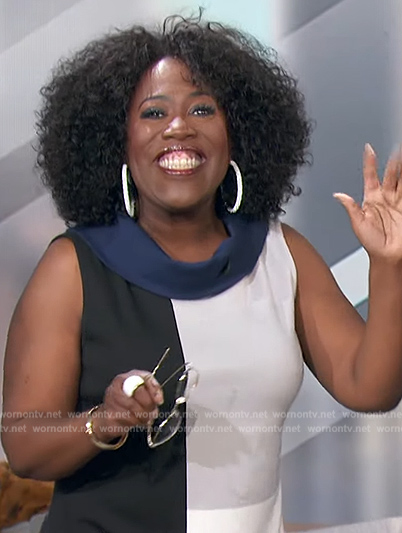 Sheryl's colorblock cowl neck top on The Talk