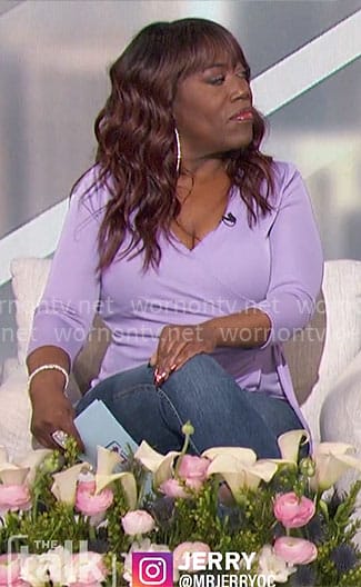 Sheryl's lavender's wrap top on The Talk