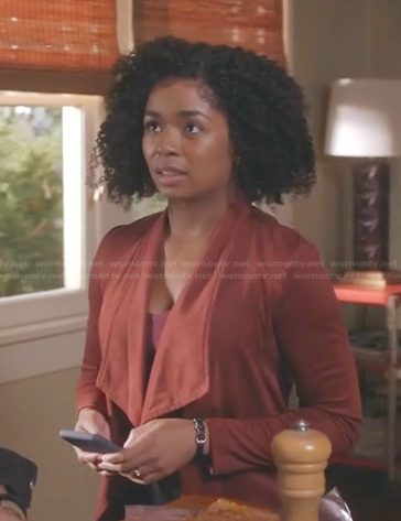 Simone’s red suede jacket on Greys Anatomy