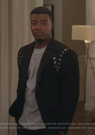 Spencer's black grommet embellished blazer on All American
