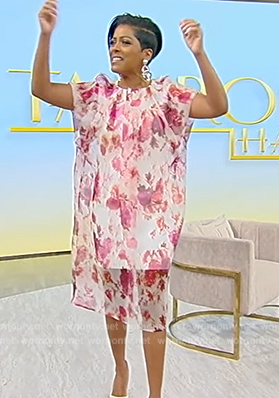 Tamron's sheer floral print dress on Tamron Hall Show