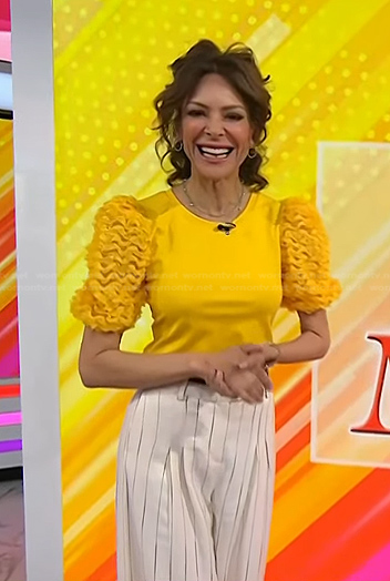 Tracy McMillan's yellow ruffle sleeve top on Today