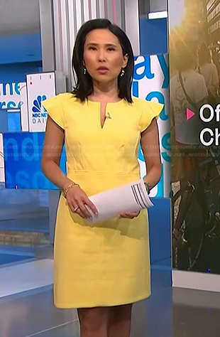 Vicky's yellow flutter sleeve dress on NBC News Daily