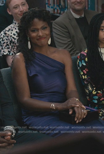 Vivian's blue satin one shoulder dress on Bel-Air