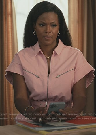 Vivian's pink zip pocket jumpsuit on Bel-Air