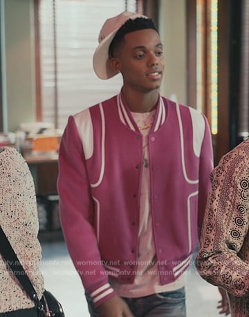 Will's fuchsia's contrast stripe bomber jacket on Bel-Air