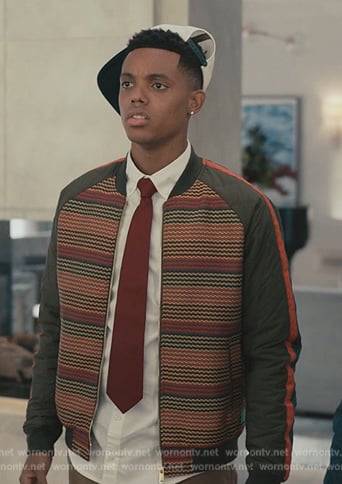 Will's stripe bomber jacket on Bel-Air