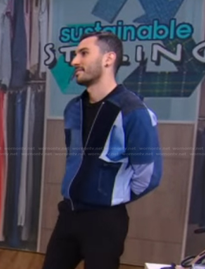 Daniel Silverstein's blue patchwork bomber jacket on Good Morning America