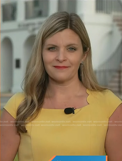 Catie Beck's yellow scalloped short sleeve dress on Today