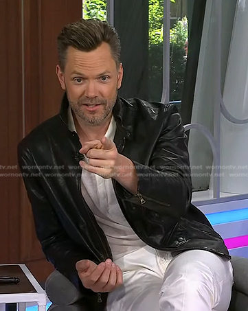 Joel McHale's black leather jacket on Today