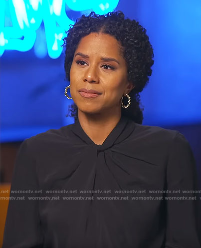 Adriana Diaz's black twist neck top on CBS Mornings
