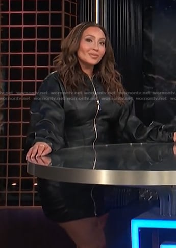 Adrienne's black zip front dress on E! News