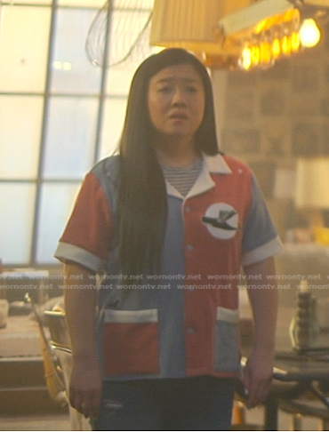 Alice's colorblock shirt on Good Trouble