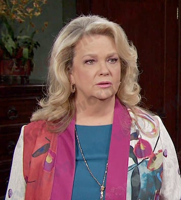 Anna's floral jacket on Days of our Lives