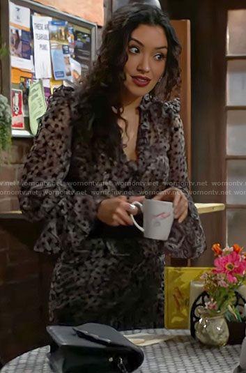 Audra's star print blouse and skirt set on The Young and the Restless