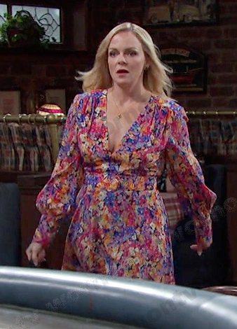 Belle's floral belted mini dress on Days of our Lives