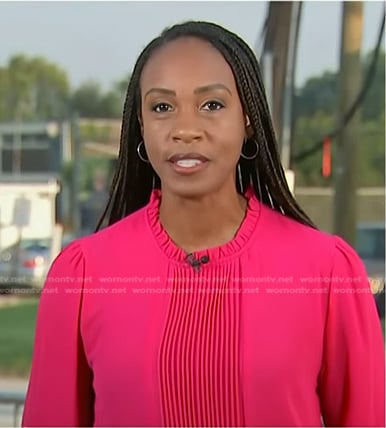 Blayne Alexander's fuchsia pintuck blouse on Today