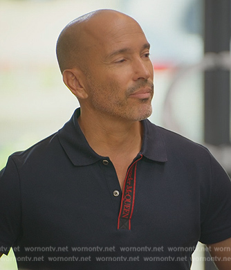 Brett's navy polo on Selling Sunset
