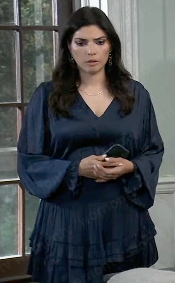 Brook Lynn's navy long sleeve mini dress on General Hospital