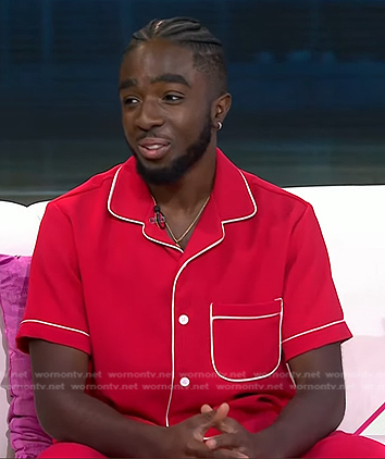 Caleb McLaughlin's red shirt with white piping on Today