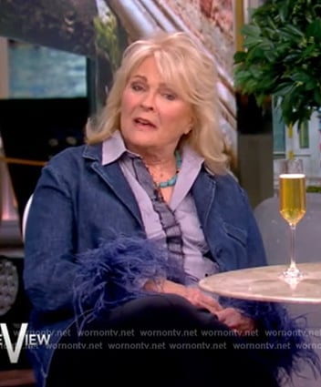 Candice Bergen's denim jacket with feather cuffs on The View