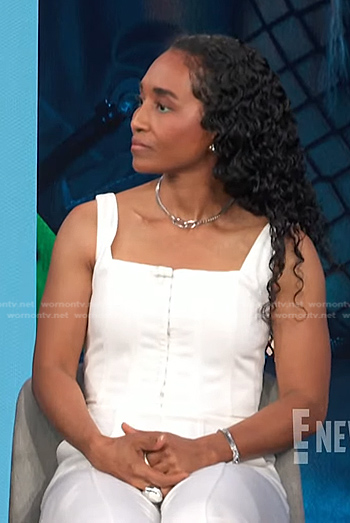 Chilli's white corset jumpsuit on E! News