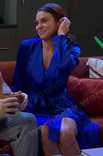 Chloe's blue satin robe on Days of our Lives