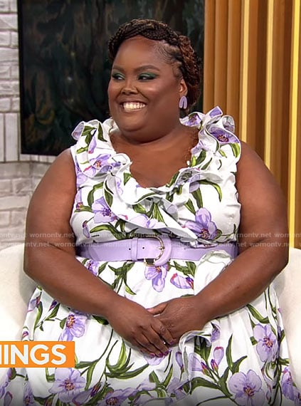 Danielle Pinnock's purple floral dress on CBS Mornings