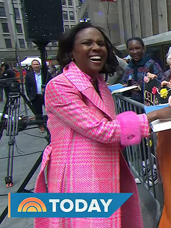 Deborah Roberts's pink plaid coat on Today