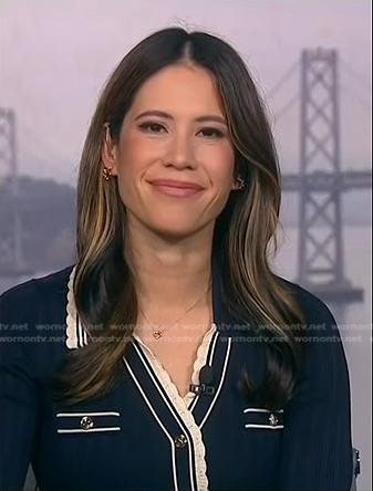Deirdre's navy contrast ribbed dress on NBC News Daily