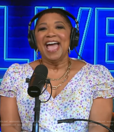 Deja Vu's floral print wrap dress on Live with Kelly and Mark